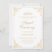 Invitation Cérémonie d'Aqiqah de Baby Boy Frame baroque opule (Devant)