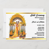 Invitation Cérémonie d'aquarelle indienne haldi turmerique fl (Devant)