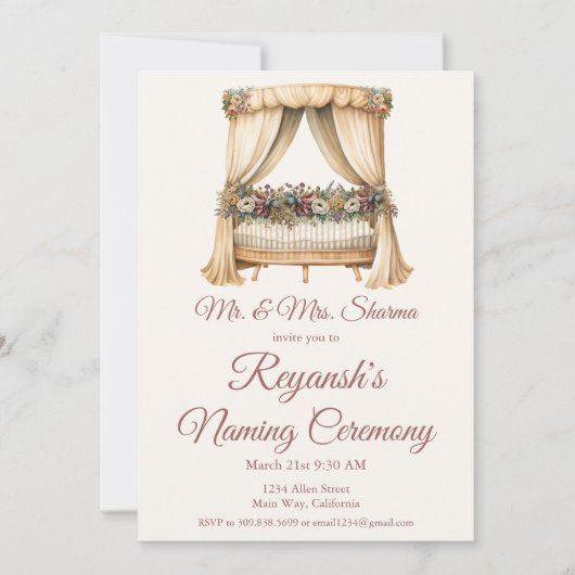 Invitation Cérémonie d'attribution de nom à la petite fille o (Devant)