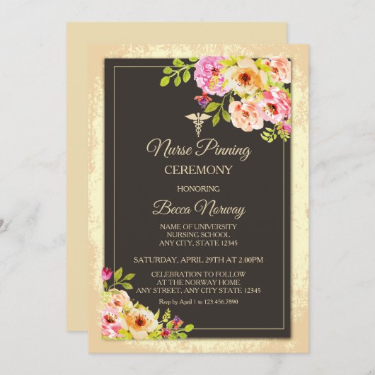 Invitation Cérémonie d'attribution d'épingle d'infirmière flo (Devant / Derrière)