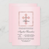 Invitation Cérémonie de baptême de la Croix rose (Devant / Derrière)