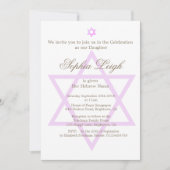 Invitation Cérémonie de baptême de la fille juive hébraïque (Devant)