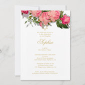 Invitation Cérémonie de baptême de la petite fille Roses flor (Devant)