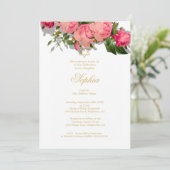 Invitation Cérémonie de baptême de la petite fille Roses flor (Debout devant)