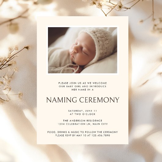 Invitation Cérémonie de baptême Neutre moderne