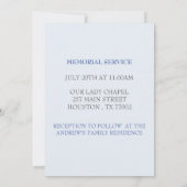 Invitation Cérémonie de commémoration des funérailles de Shel (Dos)