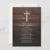 Invitation Cérémonie de confirmation Church Cross Rustic Wood (Devant)