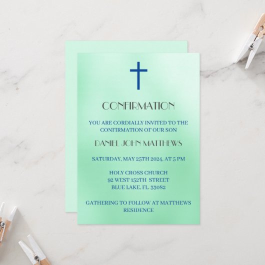 Invitation Cérémonie de confirmation de la Croix Verte (Devant/Arrière en situation)