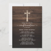 Invitation Cérémonie de confirmation simple rustique Croix d' (Devant)