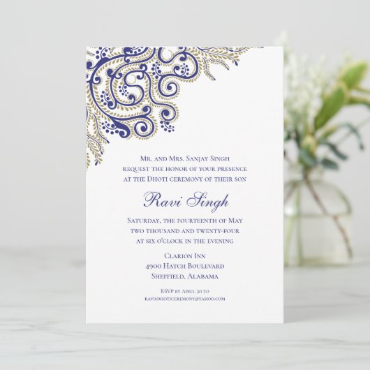 Invitation Cérémonie de Dhoti (Debout devant)