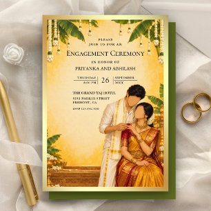 Invitation Cérémonie de fiançailles d'un couple sud-indien