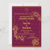 Invitation Cérémonie de fiançailles hindoue indienne aux élém (Devant)