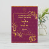 Invitation Cérémonie de fiançailles hindoue indienne aux élém (Debout devant)