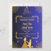 Invitation Cérémonie de fiançailles hindoue indienne Bleu et (Devant)