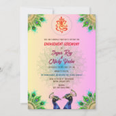 Invitation Cérémonie de fiançailles hindoue indienne Couple d (Devant)