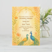 Invitation Cérémonie de fiançailles hindoue indienne florale (Debout devant)