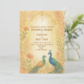 Invitation Cérémonie de fiançailles hindoue indienne florale  (Debout devant)