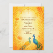 Invitation Cérémonie de fiançailles hindoue indienne florale  (Devant)