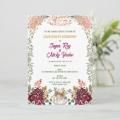 Invitation Cérémonie de fiançailles hindoues indiennes floral (Debout devant)