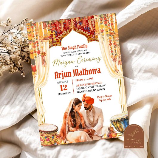 Invitation Cérémonie de Floral Dholki Maiyan