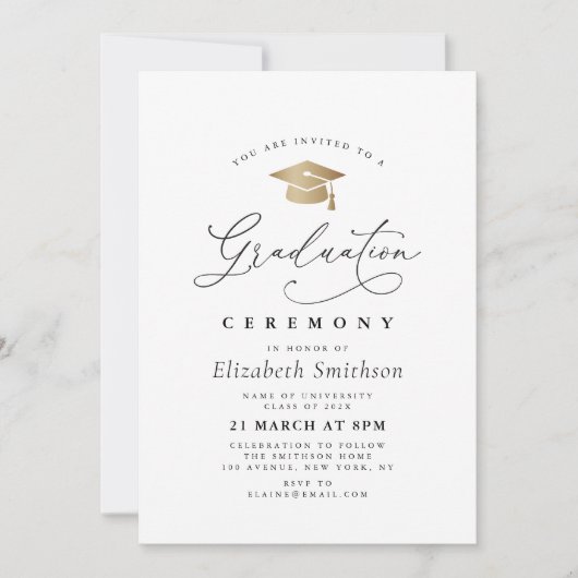 Invitation cérémonie de graduation de script de calligraphie (Devant)