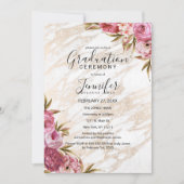 Invitation Cérémonie de graduation en marbre d'or rose chic (Devant)