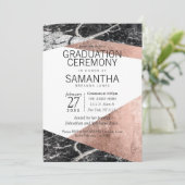 Invitation Cérémonie de graduation en or et marbre Rose moder (Debout devant)