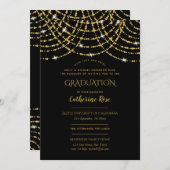 Invitation Cérémonie de graduation en or noir classique + Réc (Devant / Derrière)