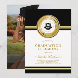 Invitation Cérémonie de graduation officielle Black & Gold Ph