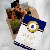 Invitation Cérémonie de graduation officielle Blue & Gold Pho