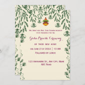 Invitation Cérémonie de Griha Pravesh (Devant / Derrière)