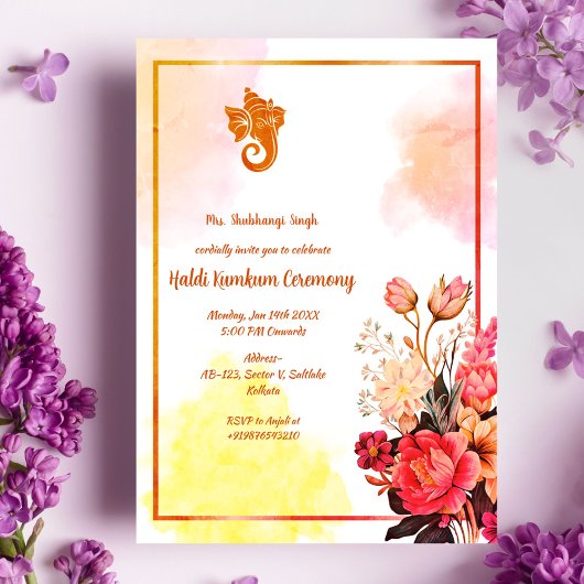 Invitation Cérémonie de Haldi Kumkum
