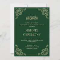 Cérémonie de Henna Mehndi Vintage Vert Gold Frame