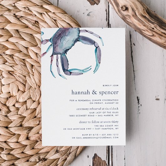 Invitation Cérémonie de la cérémonie du crabe bleu Dîner d'in