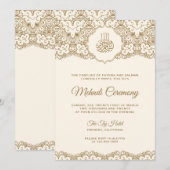 Invitation Cérémonie de la crème et de la dentelle d'or islam (Devant / Derrière)