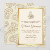 Invitation Cérémonie de la crème et de l'or Paisley islamique (Devant / Derrière)