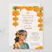 Invitation Cérémonie de la demi-Saree mignonne fille indienne (Devant)