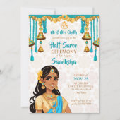 Invitation Cérémonie de la demi-Saree mignonne fille indienne (Devant)