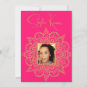 Invitation Cérémonie de la demi-Saree Or rose indien (Devant)