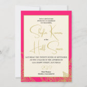 Invitation Cérémonie de la demi-Saree Or rose indien (Dos)