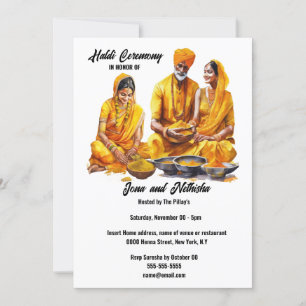 Invitation Cérémonie de la famille Haldi bénédiction nuptiale