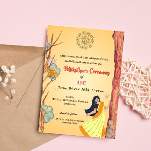 Invitation Cérémonie de la mariée hindou sud-indienne Pelliku