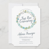 Invitation Cérémonie de la première couronne de riz bleu vert (Devant)