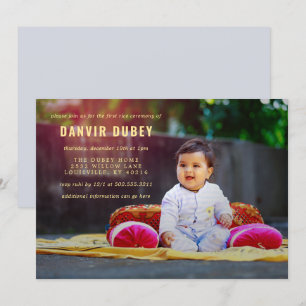 Invitation Cérémonie de la première prise de riz Annaprashan 