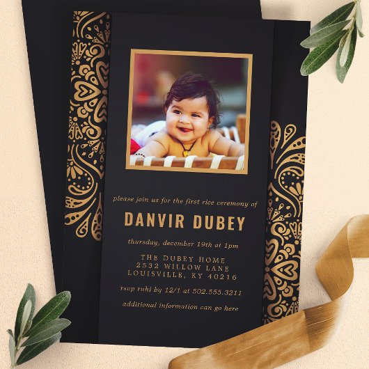 Invitation Cérémonie de la première prise de riz Annaprashan 