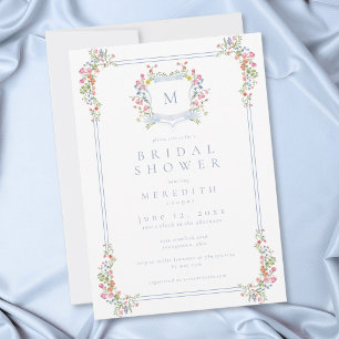 Invitation Cérémonie de mariage avec blason de fleur sauvage 
