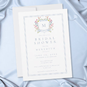 Invitation Cérémonie de mariage avec blason de fleur sauvage 
