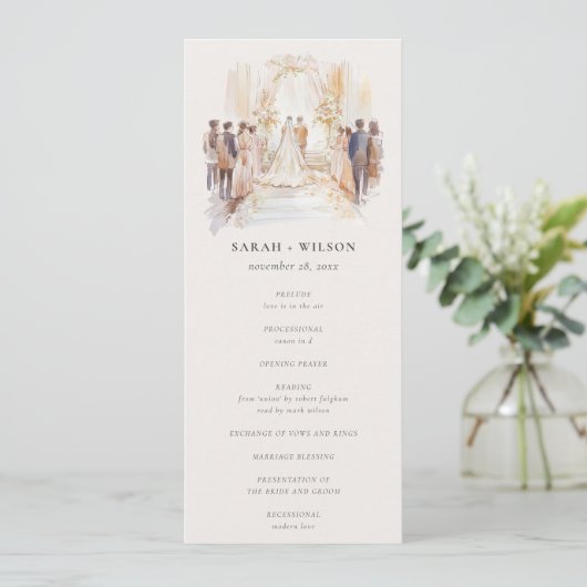 Invitation Cérémonie de mariage Blush Mariage Canopy Programm (Debout devant)