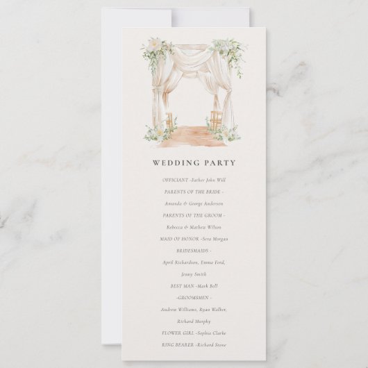 Invitation Cérémonie de mariage Blush Mariage Canopy Programm (Dos)