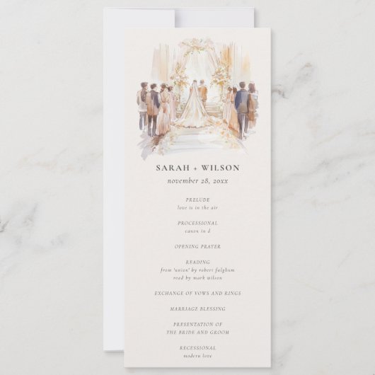Invitation Cérémonie de mariage Blush Mariage Canopy Programm (Devant)